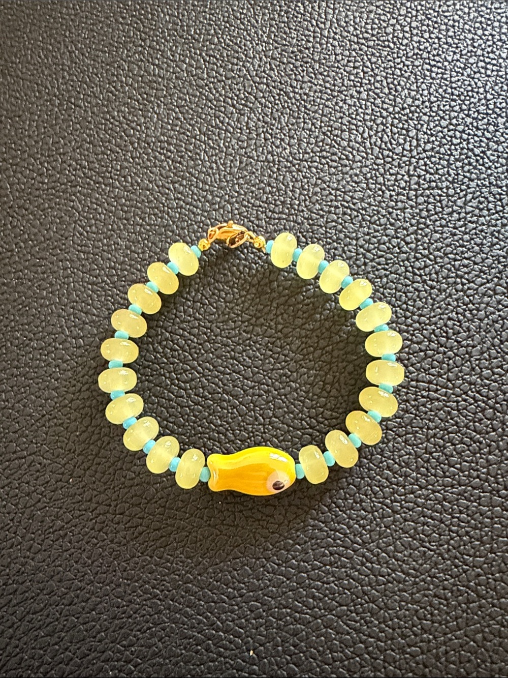 Kids Yellow Beaded Fish Bracelet - Children's Accessory